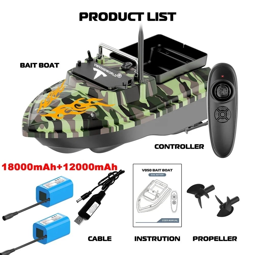 RC Fishing Bait Boat,2KG Loaded,Fixed Speed Cruise,Waterproof,High Speed,4 Night Light