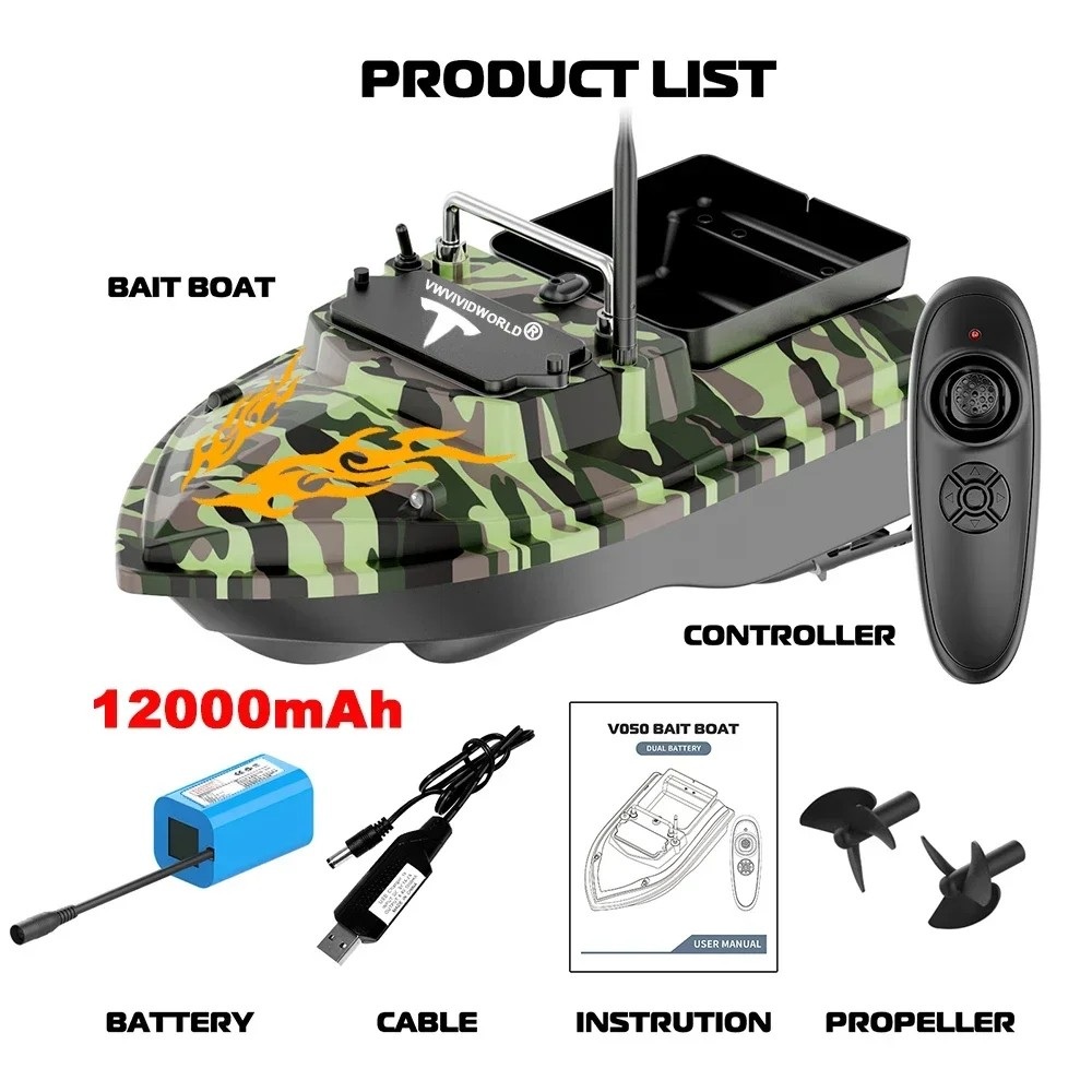 RC Fishing Bait Boat,2KG Loaded,Fixed Speed Cruise,Waterproof,High Speed,4 Night Light
