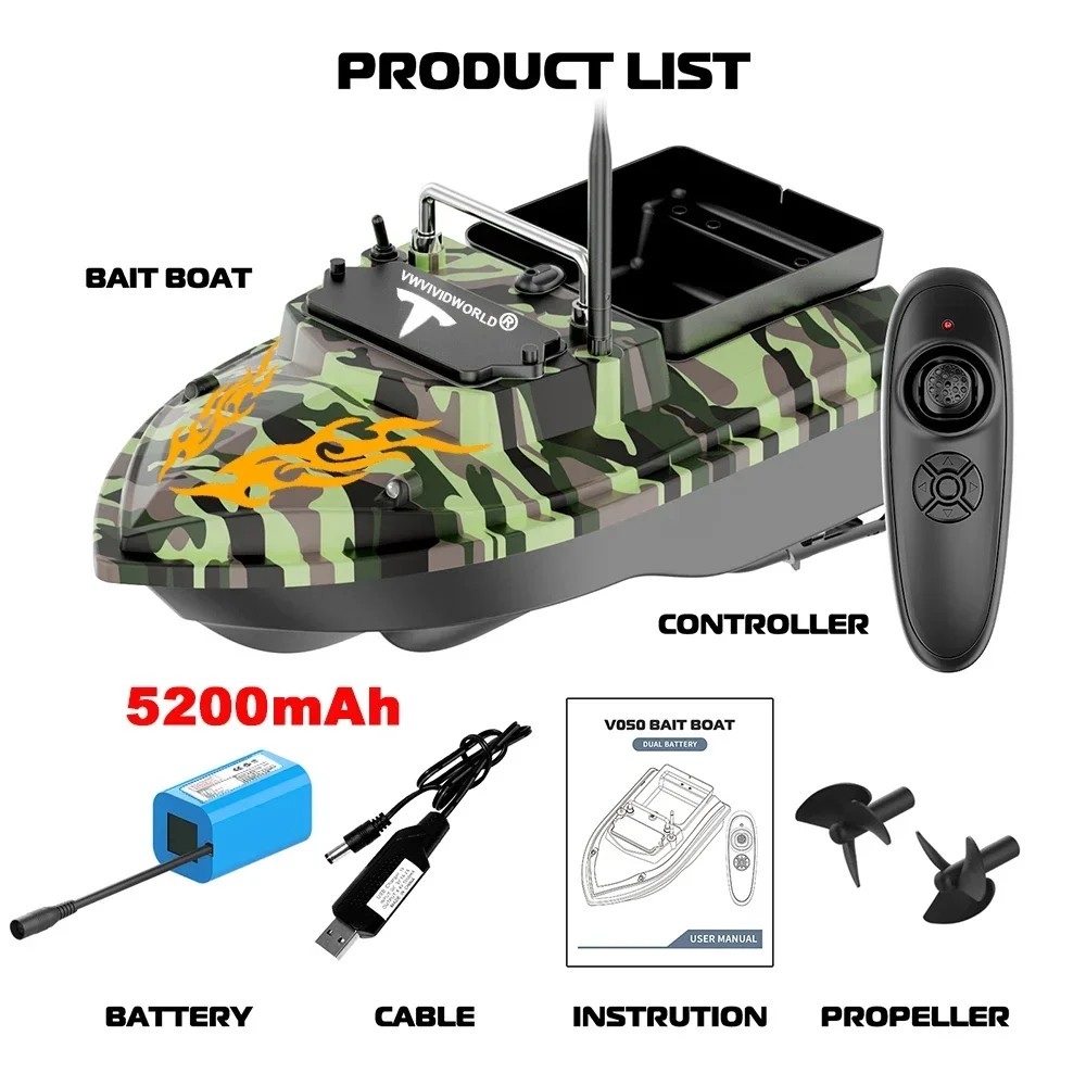 RC Fishing Bait Boat,2KG Loaded,Fixed Speed Cruise,Waterproof,High Speed,4 Night Light