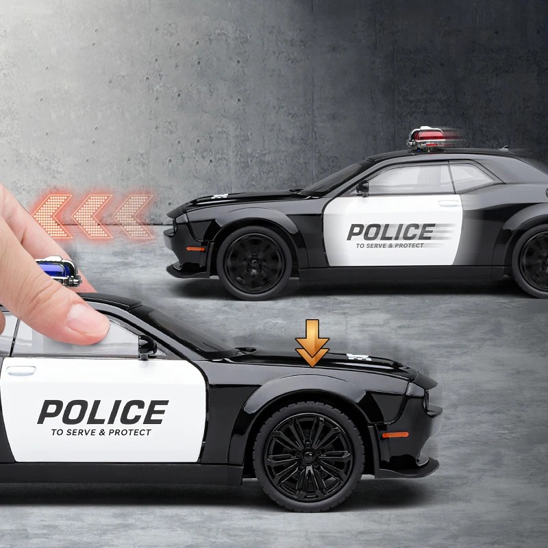TANKCANVAS-Diecast Model Car For 1:24 Dodge Challenger SRT Hellcat Police Cars Simulation Alloy Static Model-Tankcanvas