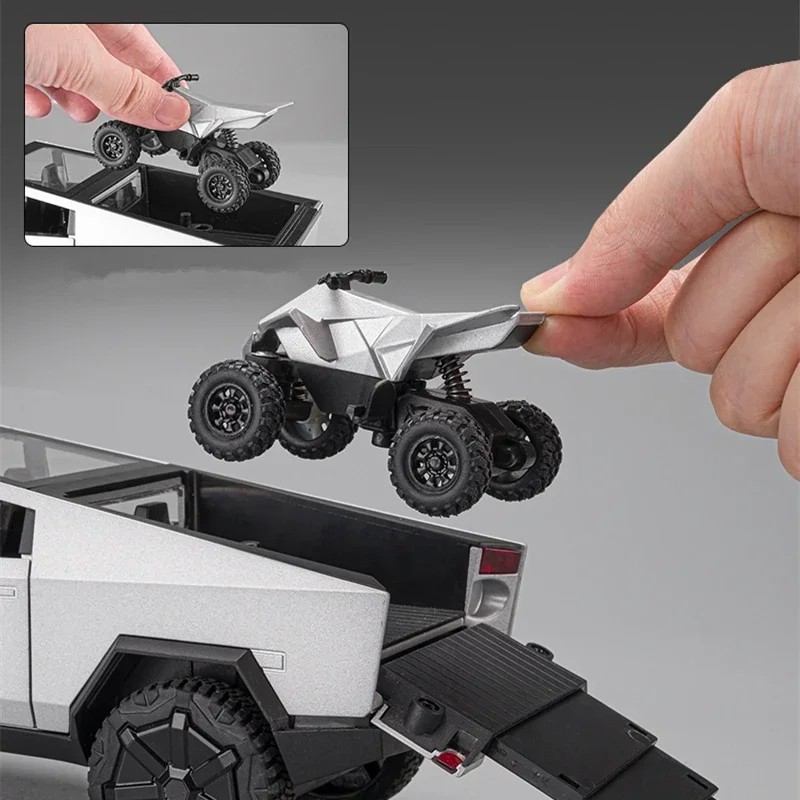 TANKCANVAS-1:24 For Tesla Cybertruck Pickup Alloy Car Model Diecasts Metal Off-road Vehicles Car Model Simulation Sound and Light