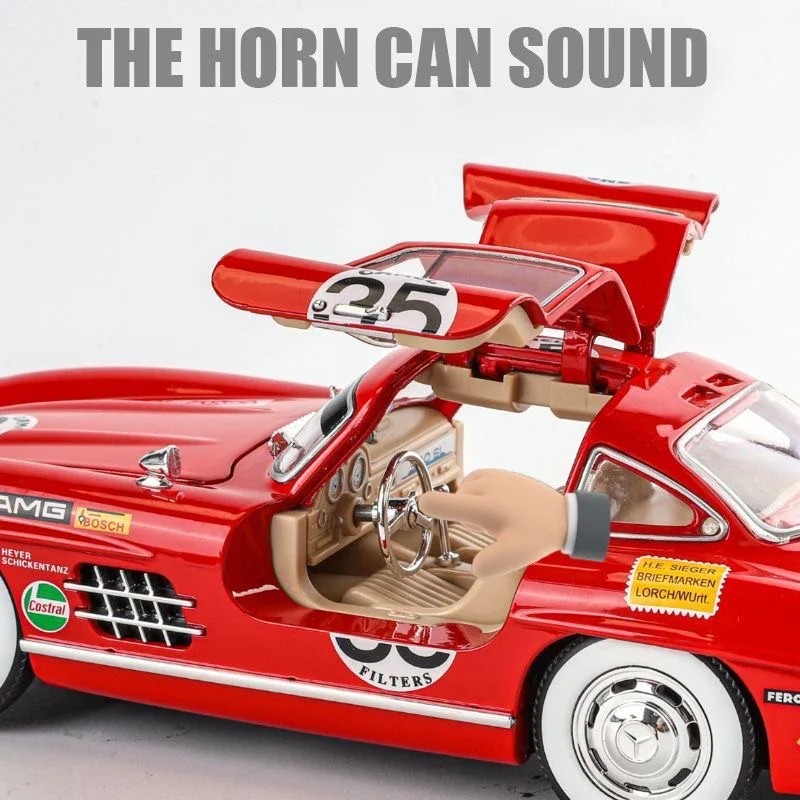 TANKCANVAS-1:24 For Mercedes Benz 300SL Refit Alloy Vintage Classic Cars Diecast Metal Scale Car Model Sound＆Light-Tankcanvas