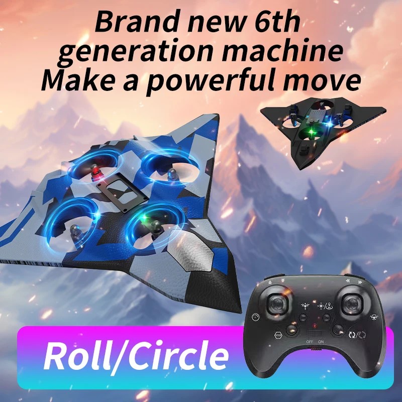  Remote-controlled flying toy with hovering and rolling stunts