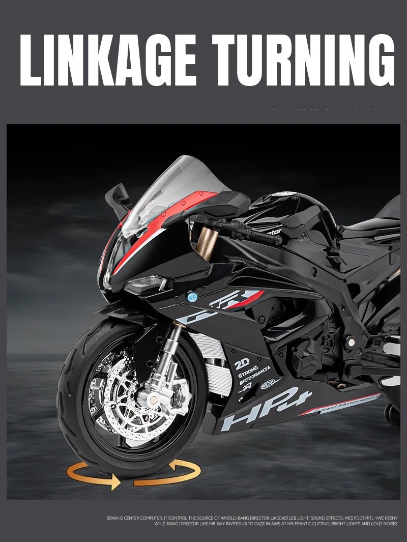 Tankcanvas 1:12 For BMW HP4 Alloy Die Cast Racing Motorcycle Model Vehicle Collection Sound and Light Off Road Autocycle Toys Car-Tankcanvas