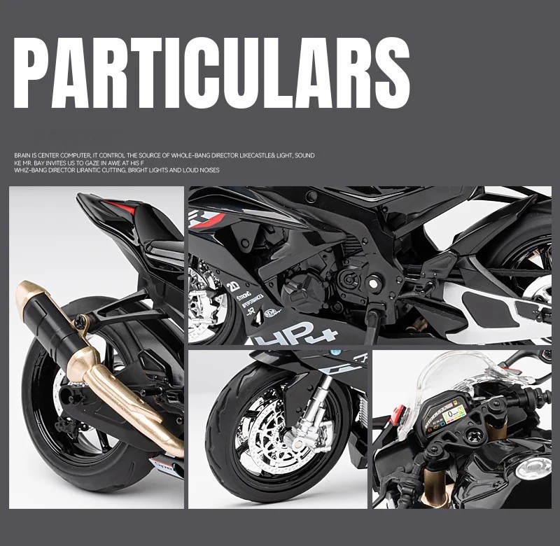 Tankcanvas 1:12 For BMW HP4 Alloy Die Cast Racing Motorcycle Model Vehicle Collection Sound and Light Off Road Autocycle Toys Car-Tankcanvas