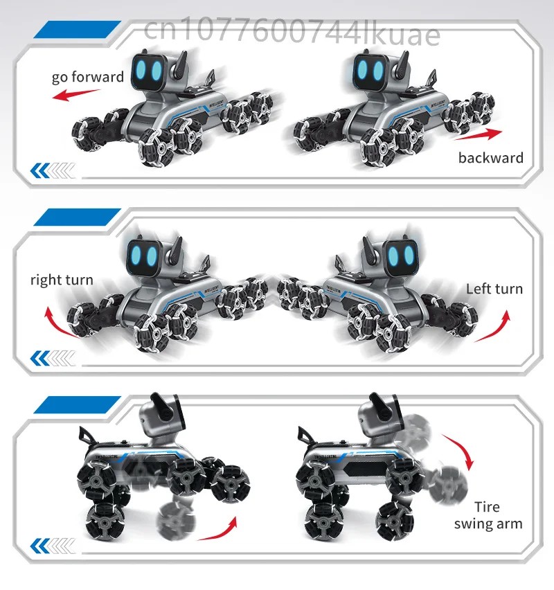 Intelligent remote control eight wheeled robot dog