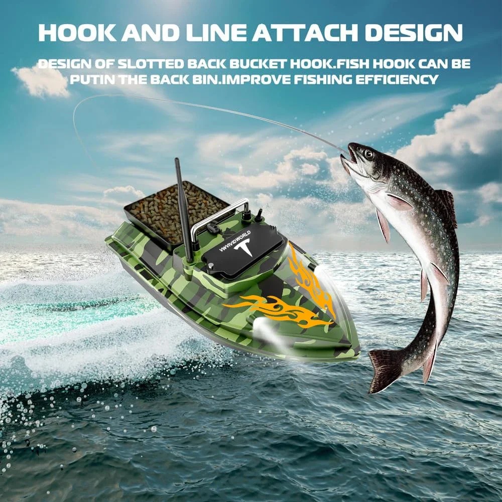 RC Fishing Bait Boat,2KG Loaded,Fixed Speed Cruise,Waterproof,High Speed,4 Night Light