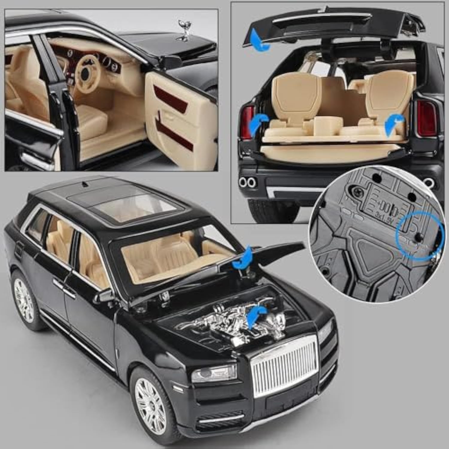 TANKCANVAS-Diecast Model Car For 1:24 Rolls-Royce Cullinan Simulation Alloy Static Model
