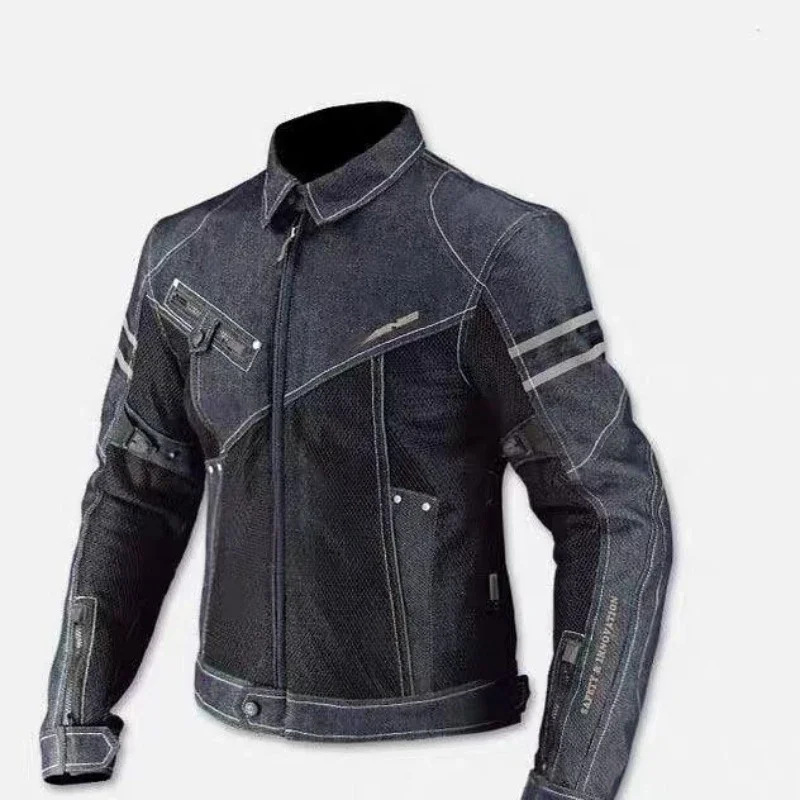 Tankcanvas Jacket Spring Breathable Denim Mesh Racing Ride High-performance Drop Resistance Clothing Motorcycle Jacket-Tankcanvas