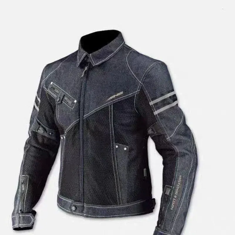 Tankcanvas Jacket Spring Breathable Denim Mesh Racing Ride High-performance Drop Resistance Clothing Motorcycle Jacket-Tankcanvas