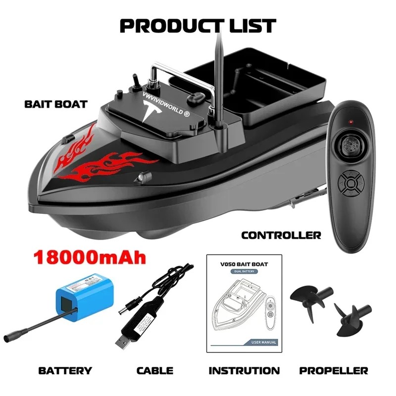 RC Fishing Bait Boat,2KG Loaded,Fixed Speed Cruise,Waterproof,High Speed,4 Night Light