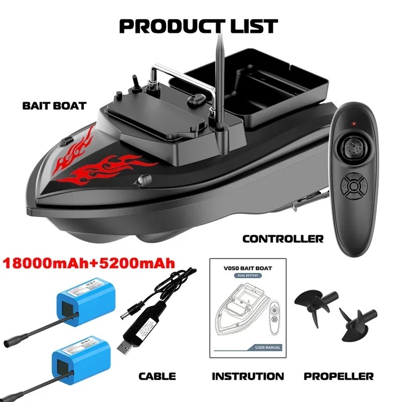 RC Fishing Bait Boat,2KG Loaded,Fixed Speed Cruise,Waterproof,High Speed,4 Night Light