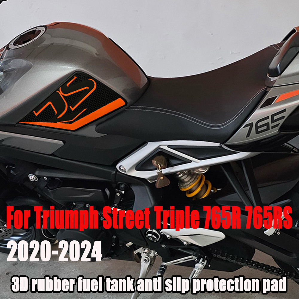 Tankcavas Motorcycle Tank Pad Protector Kit Fit For Triumph Street Triple Daytona 765 R RS 2023-2025 Anti-Slip Side Knee Fuel Tank Grip Traction Stickers-Tankcanvas