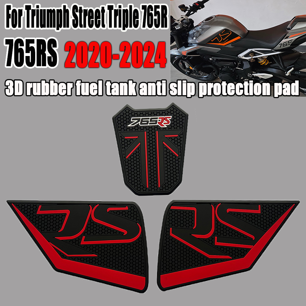 Tankcavas Motorcycle Tank Pad Protector Kit Fit For Triumph Street Triple Daytona 765 R RS 2023-2025 Anti-Slip Side Knee Fuel Tank Grip Traction Stickers-Tankcanvas