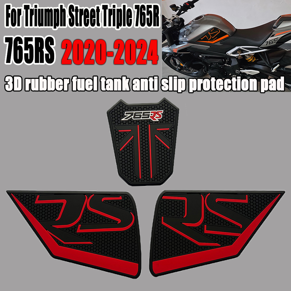 Tankcavas Motorcycle Tank Pad Protector Kit Fit For Triumph Street Triple Daytona 765 R RS 2023-2025 Anti-Slip Side Knee Fuel Tank Grip Traction Stickers-Tankcanvas