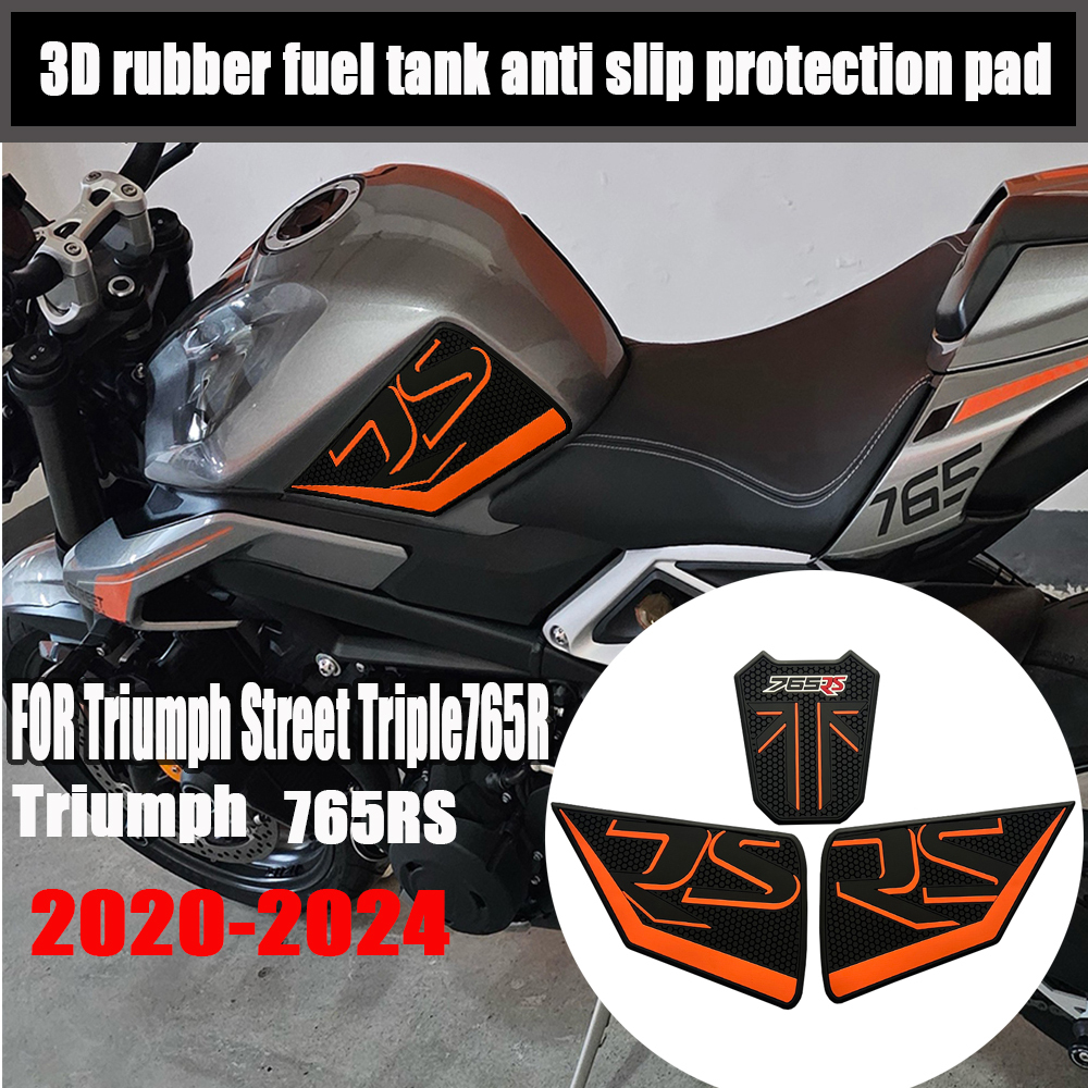 Tankcavas Motorcycle Tank Pad Protector Kit Fit For Triumph Street Triple Daytona 765 R RS 2023-2025 Anti-Slip Side Knee Fuel Tank Grip Traction Stickers-Tankcanvas