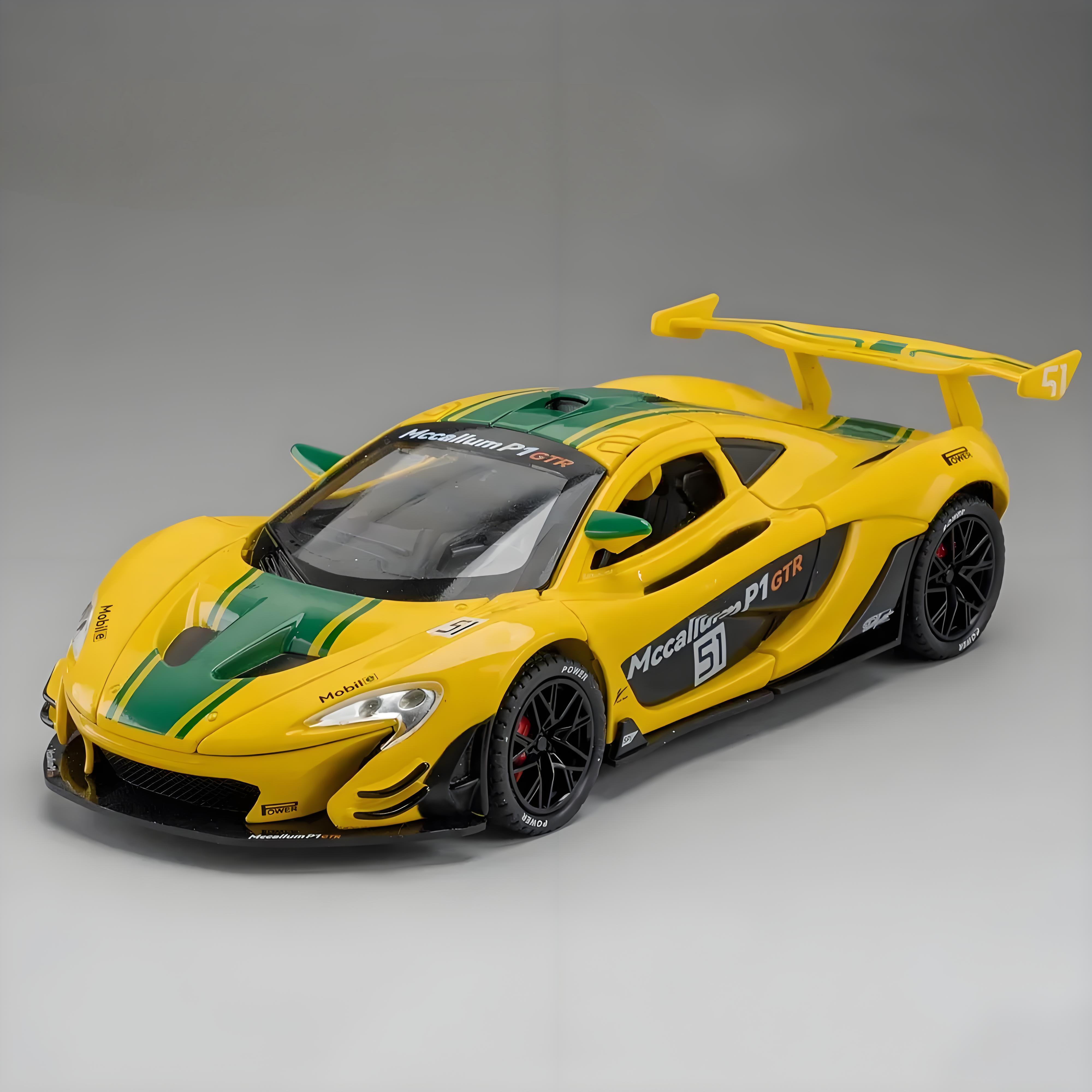 TANKCANVAS-1:22 FOR P1 GTR Alloy Diecast Model Sports Car Toys 3 Doors Opened Pull Back Sound Light Metal Body Racing Vehicles