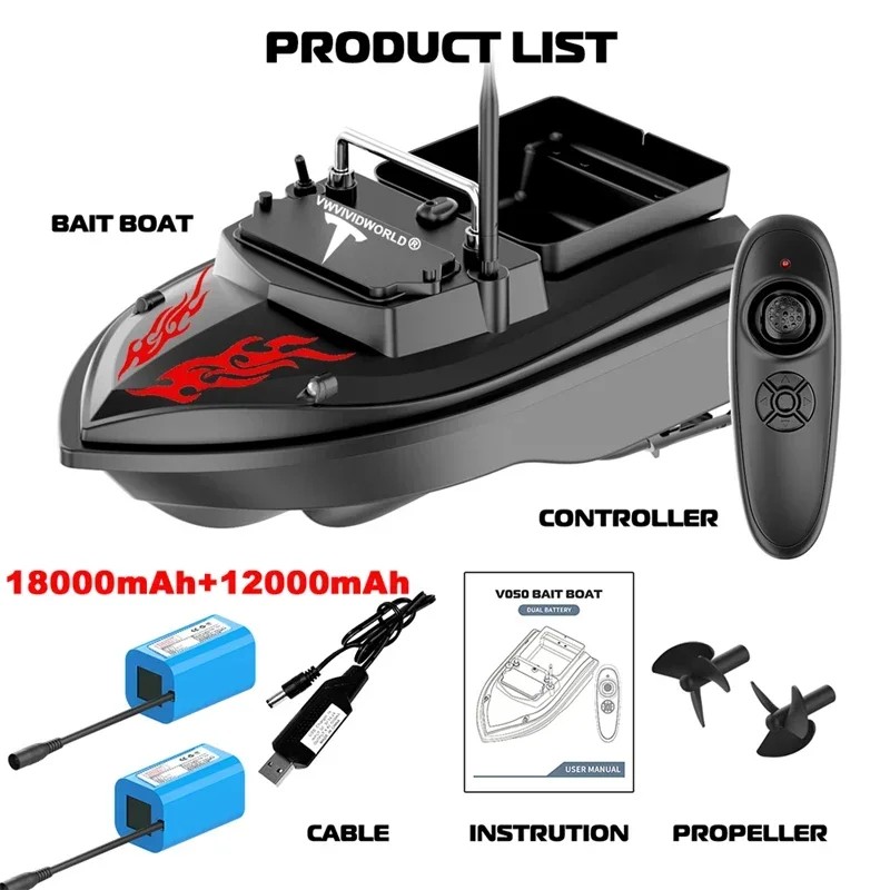 RC Fishing Bait Boat,2KG Loaded,Fixed Speed Cruise,Waterproof,High Speed,4 Night Light