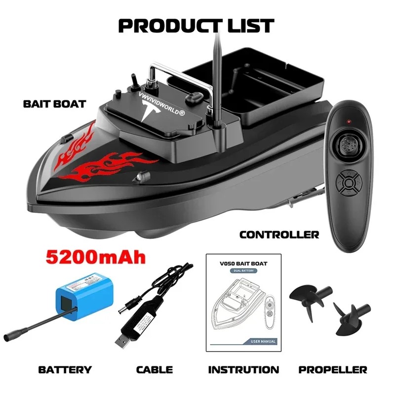 RC Fishing Bait Boat,2KG Loaded,Fixed Speed Cruise,Waterproof,High Speed,4 Night Light