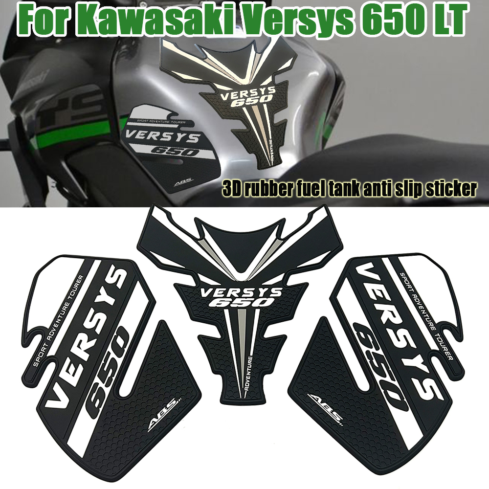 Tankcavas Motorcycle Fuel Tank Pad Protection Kit Sticker Anti-slip Fuel Tank Pad 3D Side Air Knee Grip Traction Pad Suitable for Kawasaki Versys 650-Tankcanvas