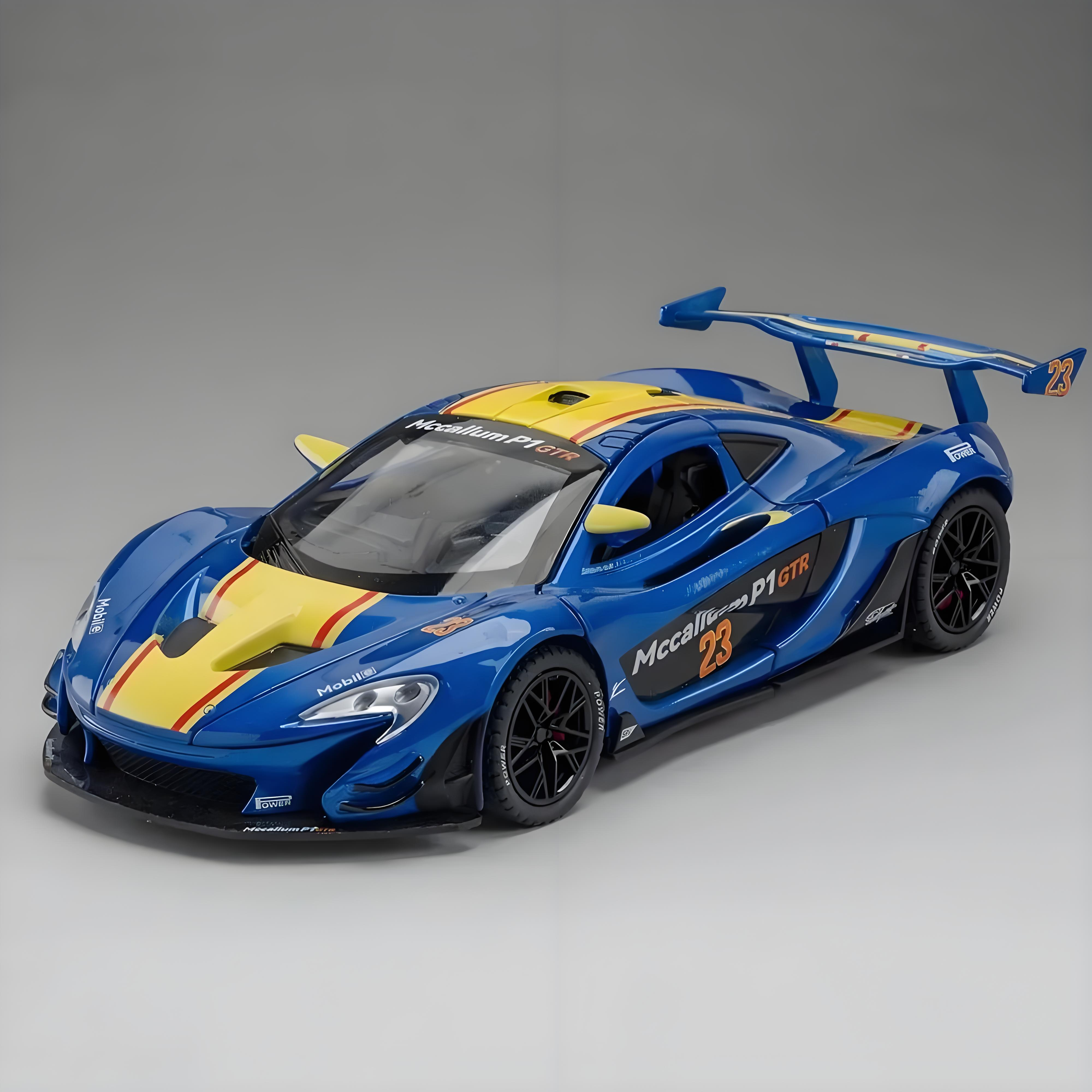 TANKCANVAS-1:22 FOR P1 GTR Alloy Diecast Model Sports Car Toys 3 Doors Opened Pull Back Sound Light Metal Body Racing Vehicles