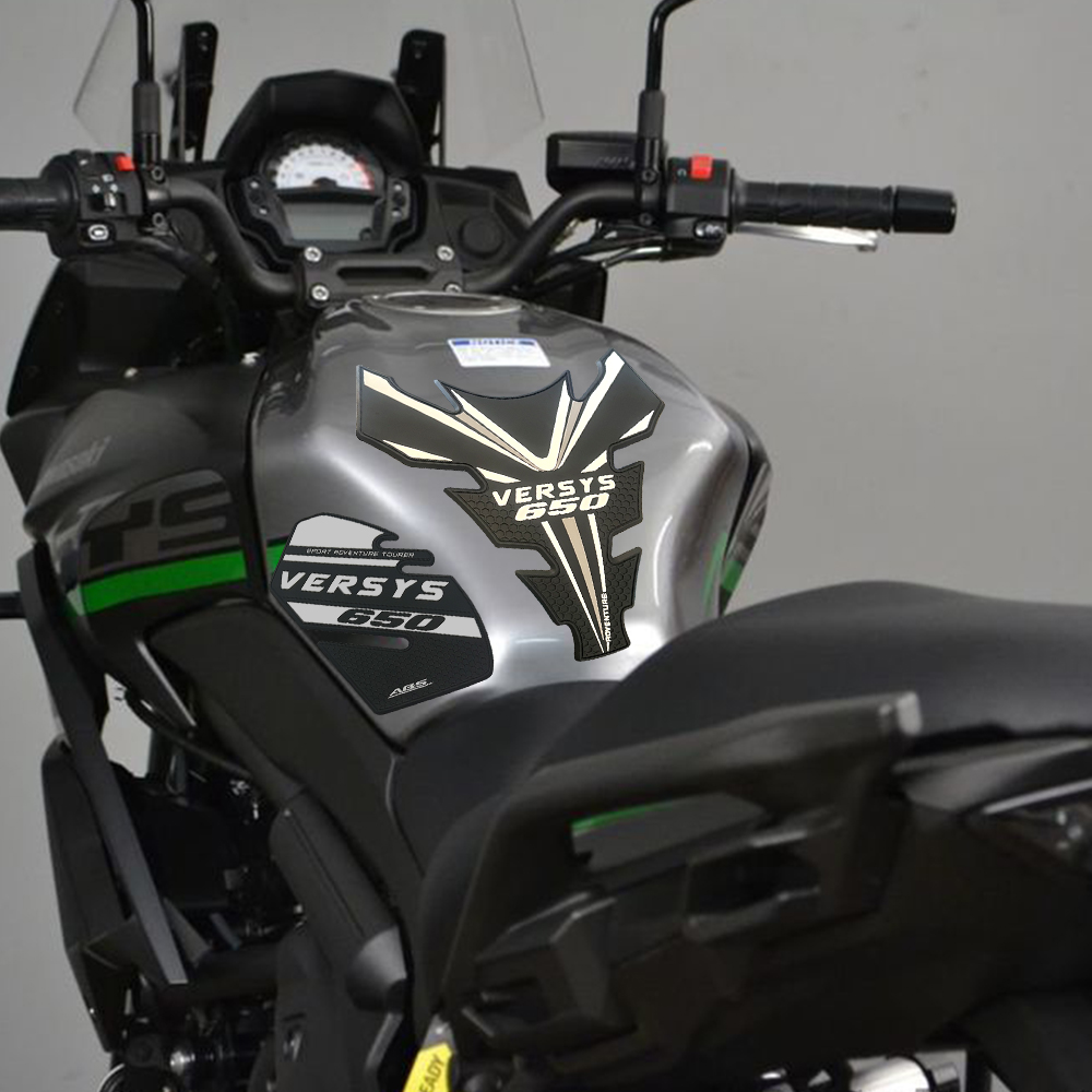 Tankcavas Motorcycle Fuel Tank Pad Protection Kit Sticker Anti-slip Fuel Tank Pad 3D Side Air Knee Grip Traction Pad Suitable for Kawasaki Versys 650-Tankcanvas