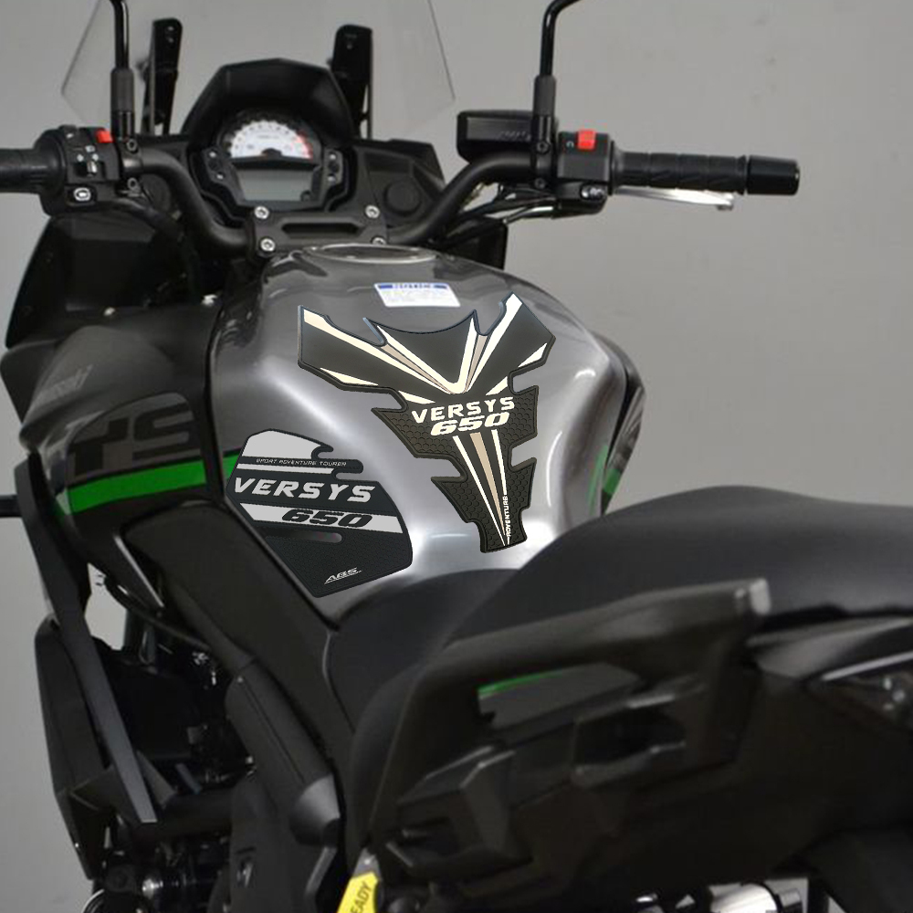 Tankcavas Motorcycle Fuel Tank Pad Protection Kit Sticker Anti-slip Fuel Tank Pad 3D Side Air Knee Grip Traction Pad Suitable for Kawasaki Versys 650-Tankcanvas