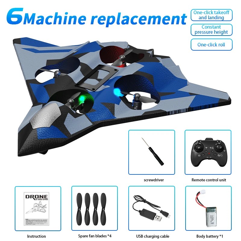  Remote-controlled flying toy with hovering and rolling stunts