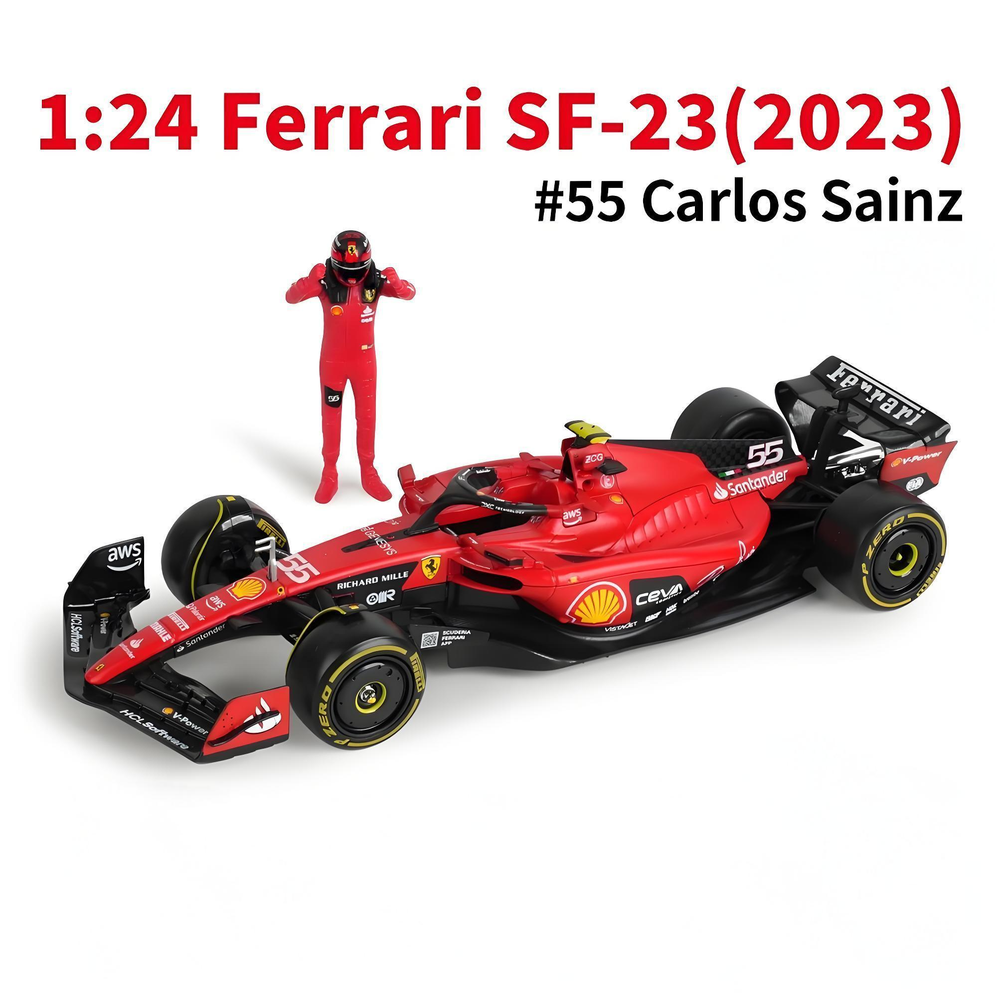 TANKCANVAS-1:24 For Ferrari SF23 Racing 2023 F1 Formula Car Static Diecast Alloy Model With Plastic Driver