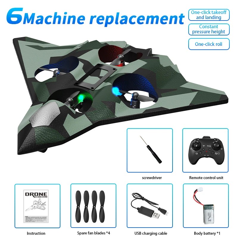  Remote-controlled flying toy with hovering and rolling stunts