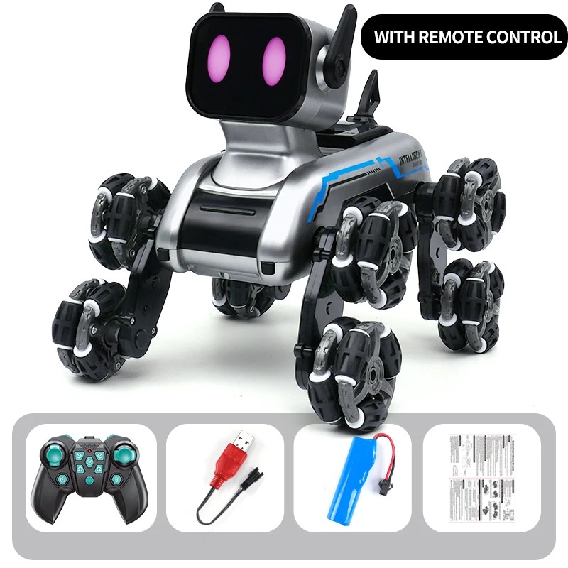 Intelligent remote control eight wheeled robot dog