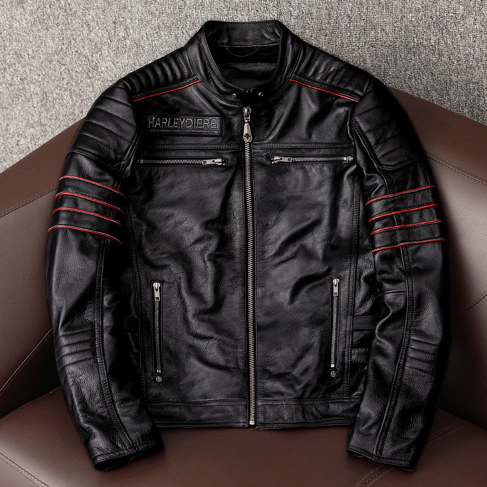 Tankcanvas New Motorcycle Jacket Men Cowhide Motocross Jacket Leather Winter Windproof Racing Suit Wear-resistant Moto Clothing For Harley-Tankcanvas