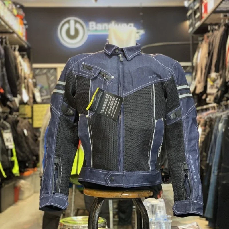 Tankcanvas Jacket Spring Breathable Denim Mesh Racing Ride High-performance Drop Resistance Clothing Motorcycle Jacket-Tankcanvas