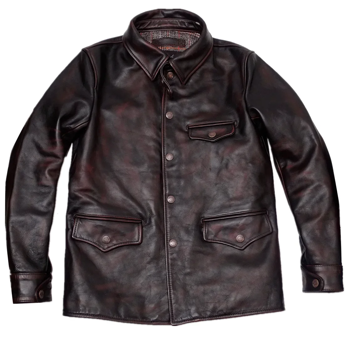 Tankcanvas Men's Leather Jacket Horsehide Thickened Slim Brake Clothes Locomotive American Vintage Men's Autumn and Winter Designer Clothing-Tankcanvas