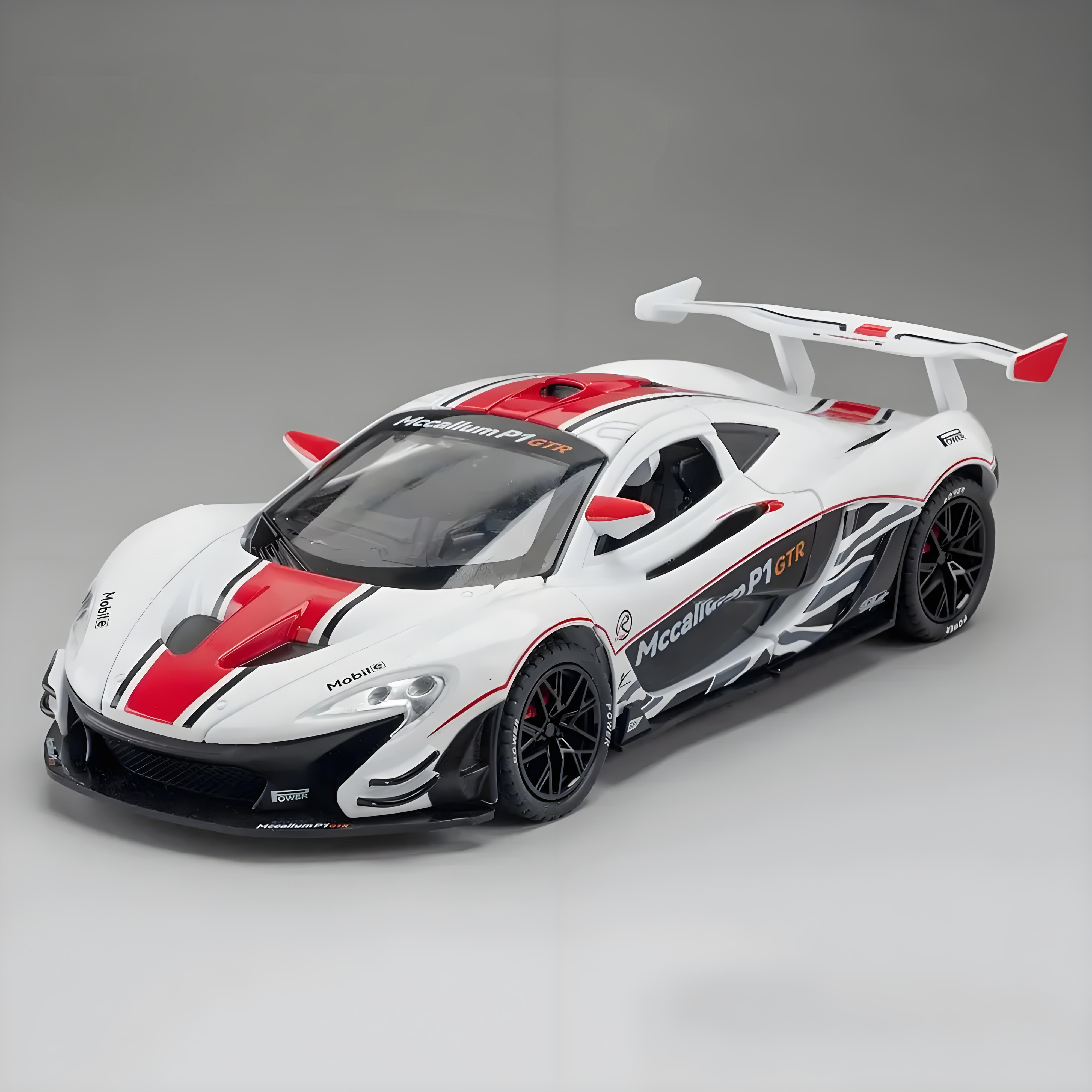TANKCANVAS-1:22 FOR P1 GTR Alloy Diecast Model Sports Car Toys 3 Doors Opened Pull Back Sound Light Metal Body Racing Vehicles