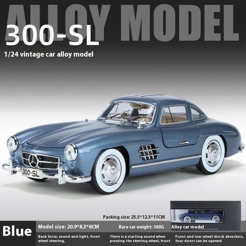 TANKCANVAS-1:24 Benz 300SL 1936 Classic Car Alloy Diecast Car Model Sound Light