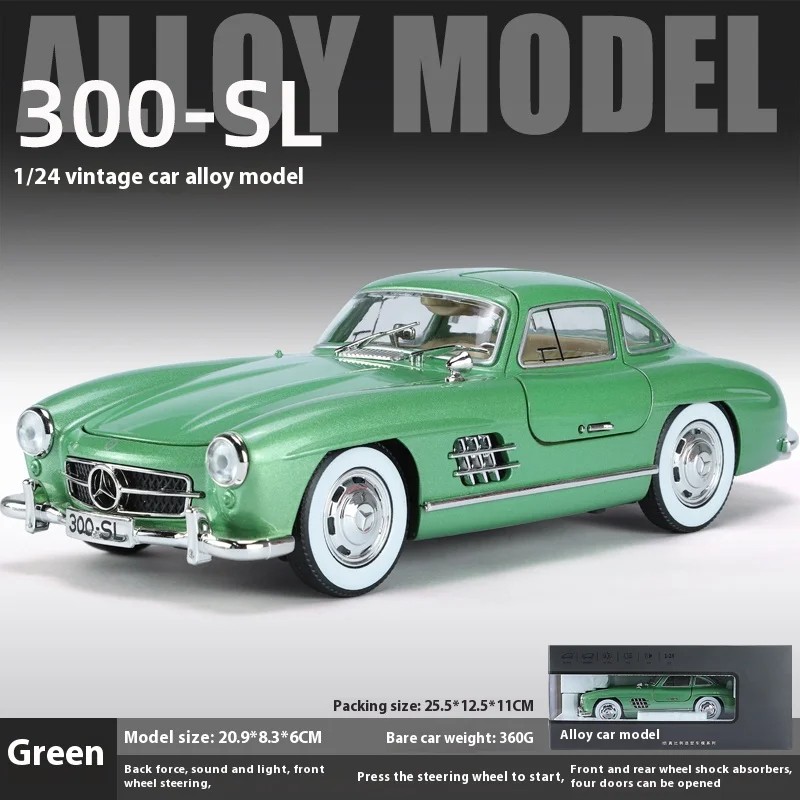 TANKCANVAS-1:24 Benz 300SL 1936 Classic Car Alloy Diecast Car Model Sound Light