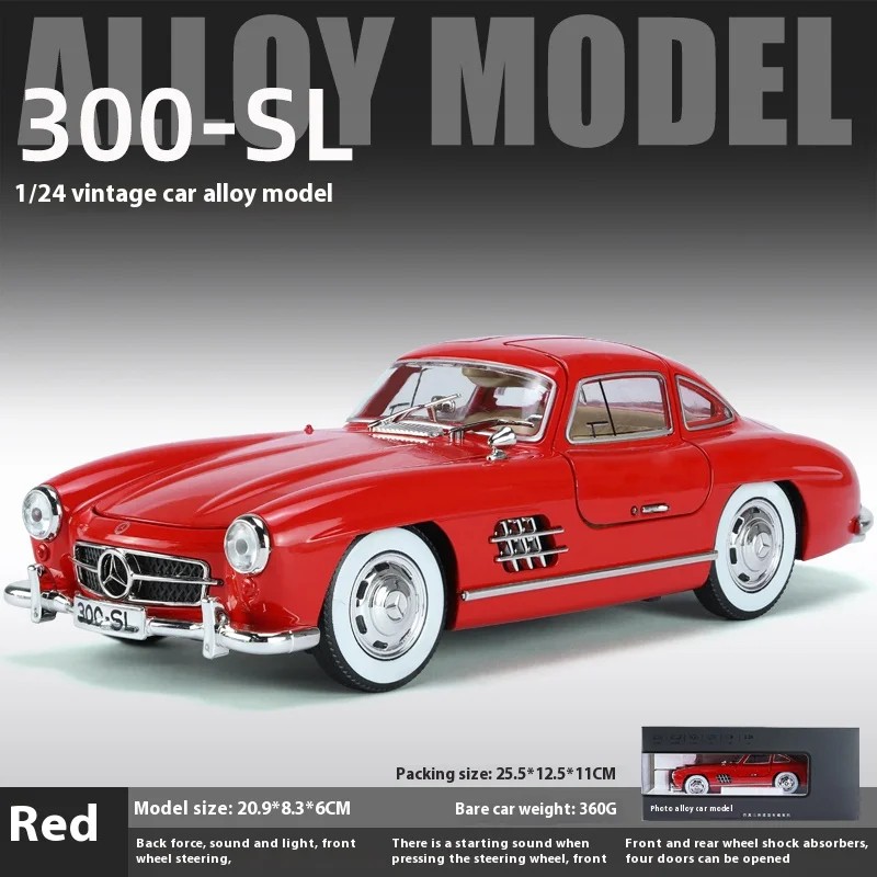 TANKCANVAS-1:24 Benz 300SL 1936 Classic Car Alloy Diecast Car Model Sound Light
