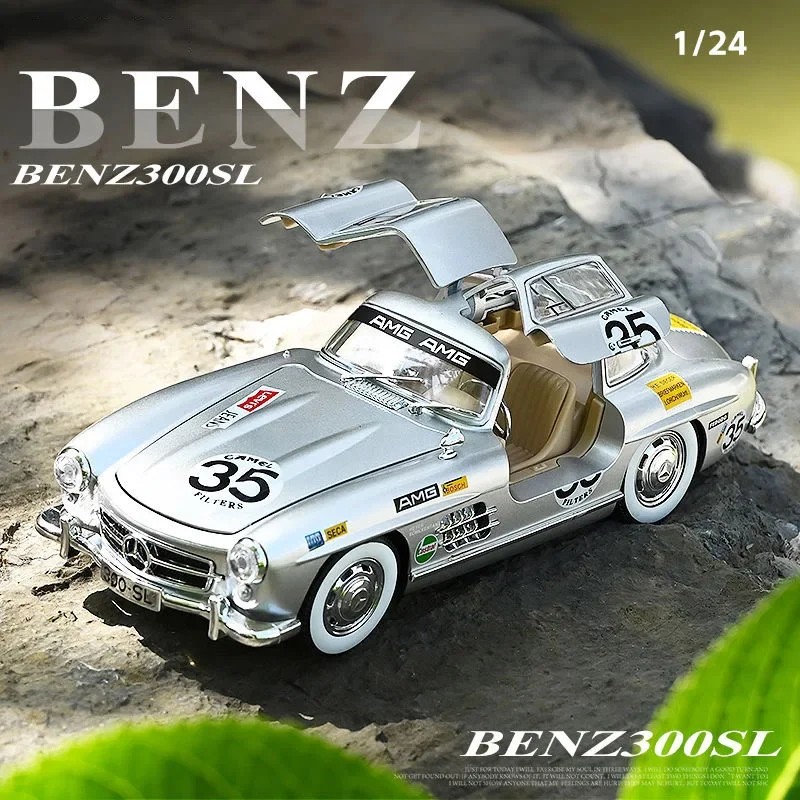 TANKCANVAS-1:24 For Mercedes Benz 300SL Refit Alloy Vintage Classic Cars Diecast Metal Scale Car Model Sound＆Light-Tankcanvas