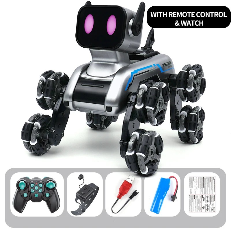 Intelligent remote control eight wheeled robot dog