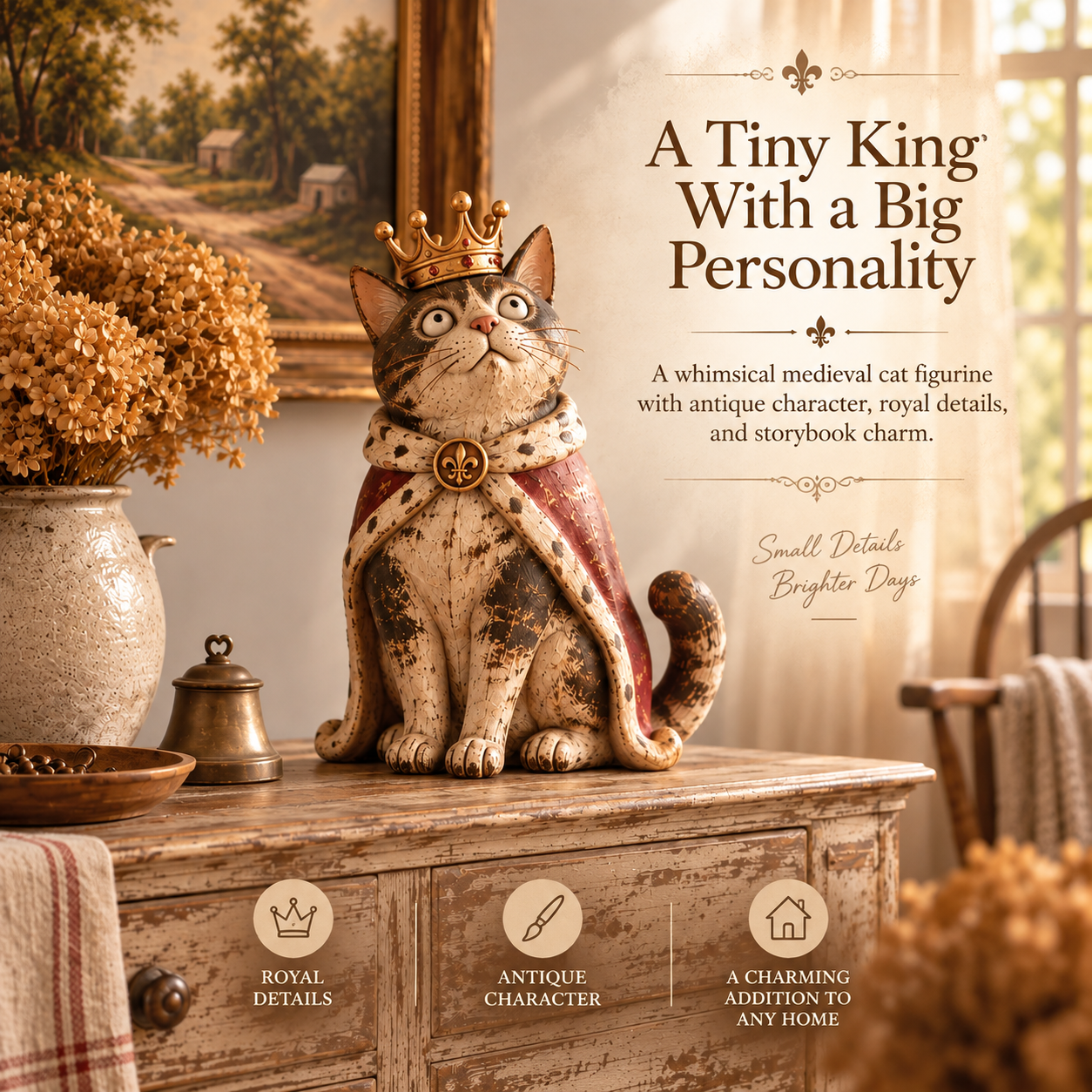 🔥50% Off Last Day🐈 Medieval Cat Court — Whimsical Vintage Cat Figurines