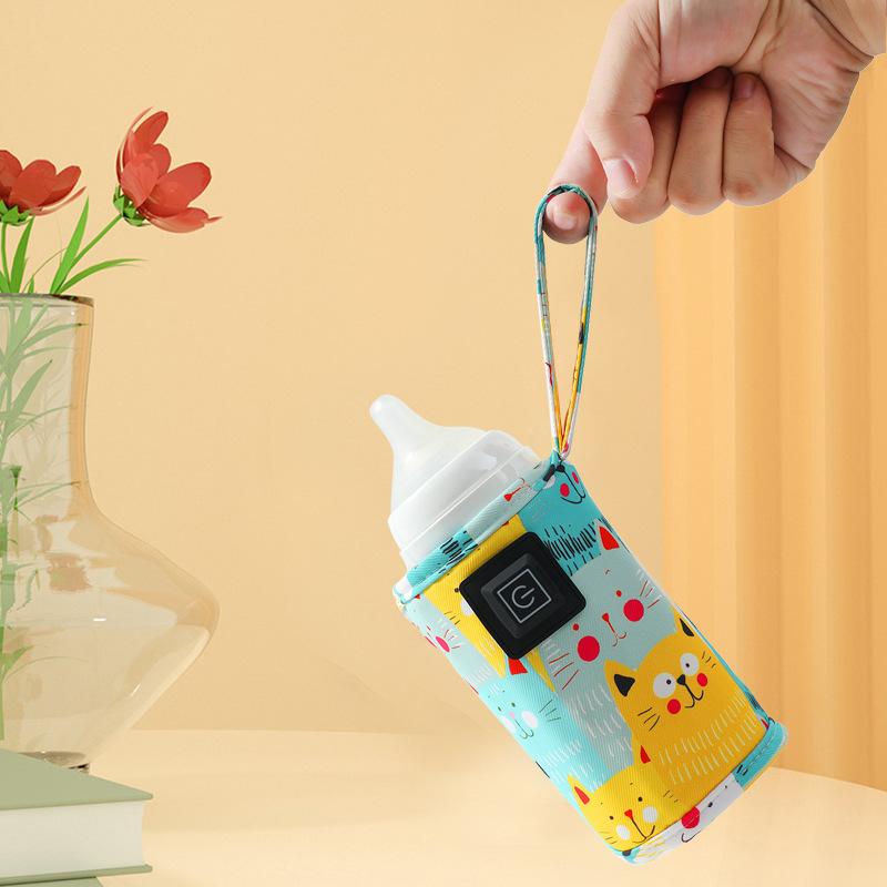 Portable Heated Bottle Cover - Keep Baby&rsquo;s Milk Warm Anywhere! Universal Fit + 100cm Cord | Cute Cat Design