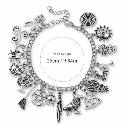 🔥Last Day 49% OFF - 🧙🖤Vintage Witchy Charm Bracelet - 100% 925 Sliver
