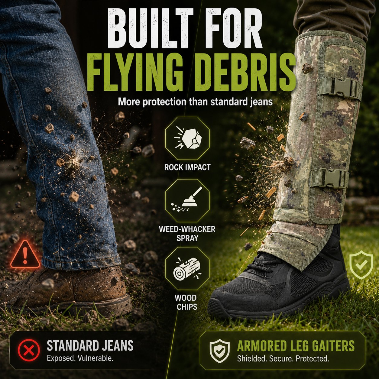 Heavy-Duty Armored Leg Gaiters & Gardening Shin Guards