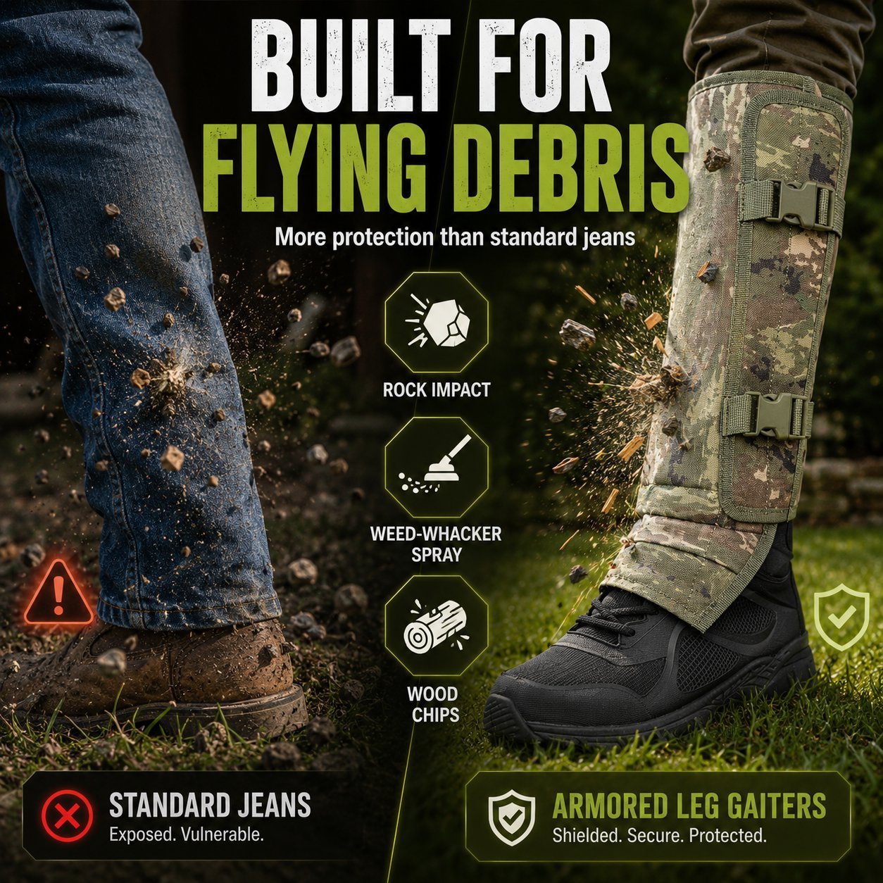 Heavy-Duty Armored Leg Gaiters & Gardening Shin Guards