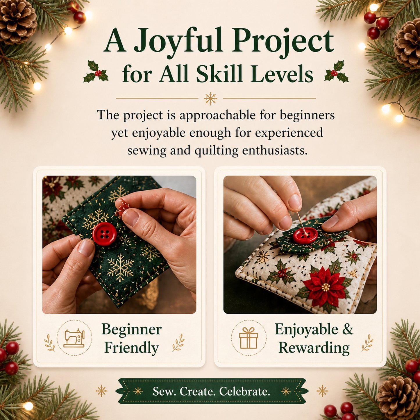 🔥Last Day BUY 3 GET 1 FREE ⭐Layered Fabric Tree Ornament DIY Sewing Kit | Beginner Friendly Handmade Seasonal Decor Gift