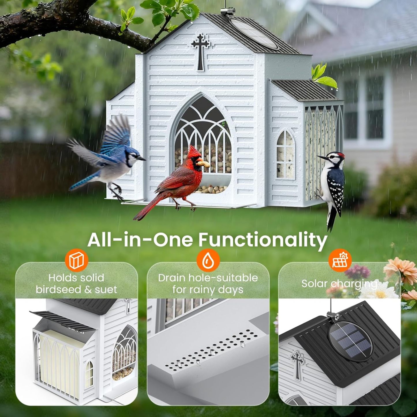 🔥Last Day 49% OFF-✝️Church-Shaped Metal Solar Bird Feeder(✨Same as in the video)
