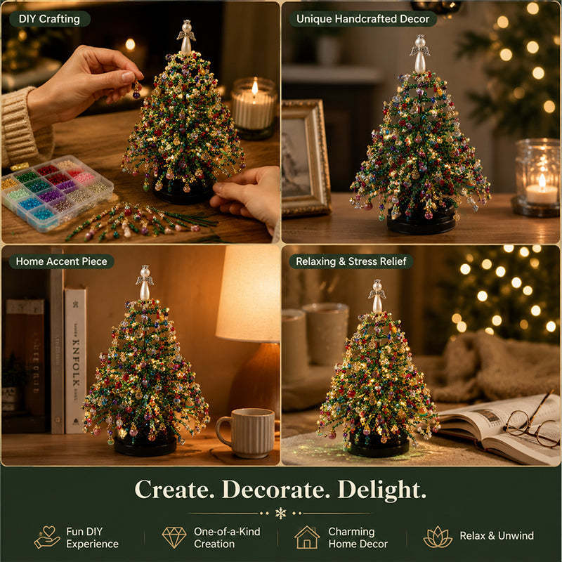 🔥Last Day BUY 2 GET 1 FREE⭐Mini Tabletop DIY Beaded Christmas Tree Craft Kit | Handmade Holiday Home Decor