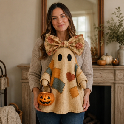Lighted Vintage Patchwork Ghost