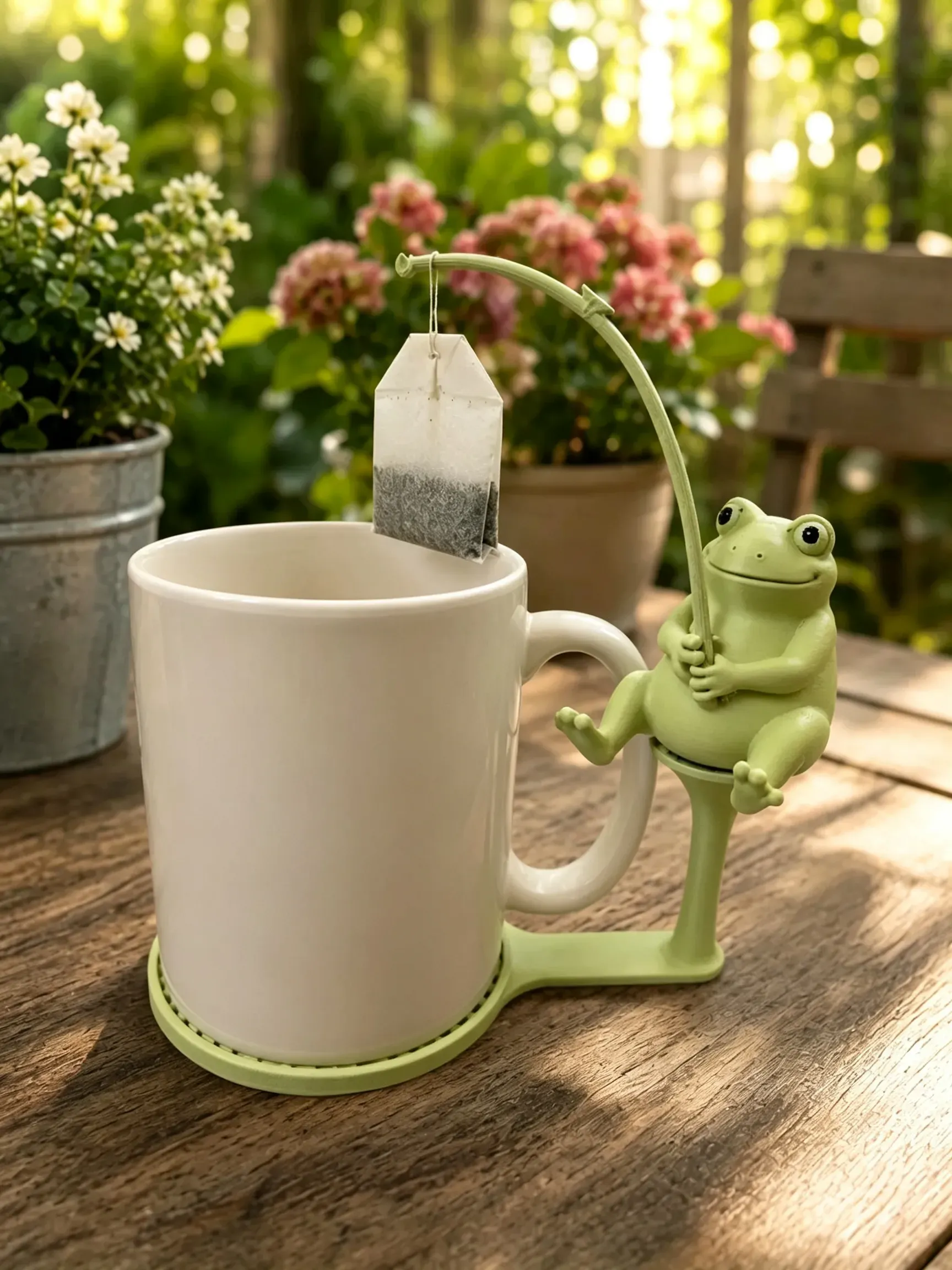 🔥Last Day BUY 3 GET 1 FREE🎣 Fishing Friends Teabag & Spoon Holder | Cute Mug-Rim Companion with Teabag String Holder, Mini Spoon Rest & Coaster Function 🍵